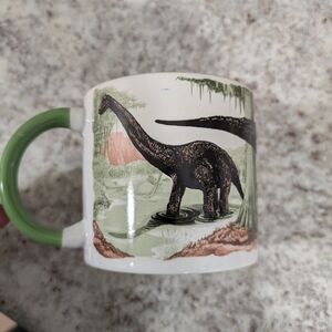 Dinosaur Print Mug with Green Handle